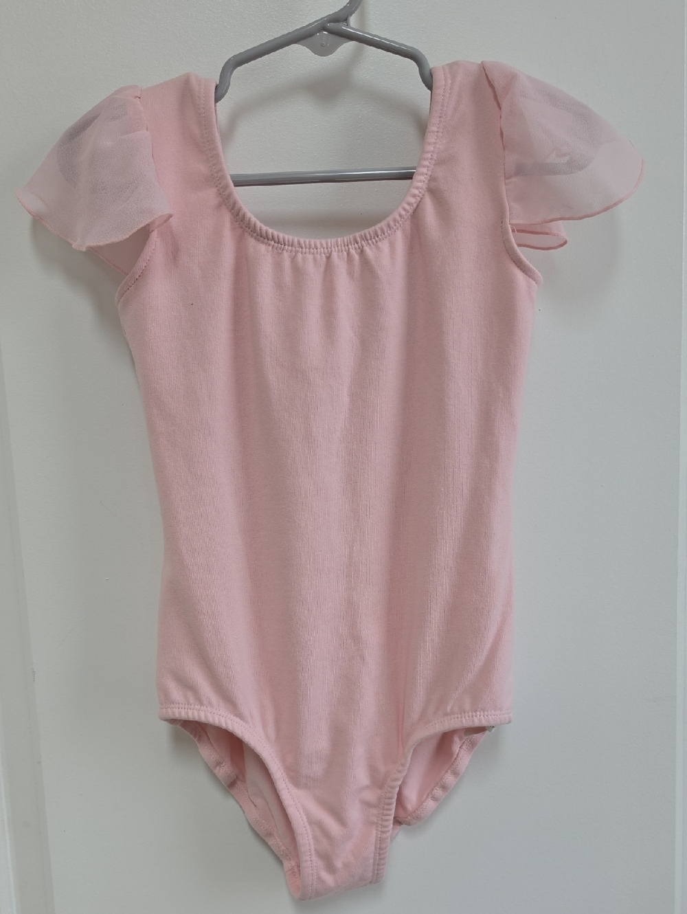 Pink Girls' Flutter Sleeve One-Piece Leotard